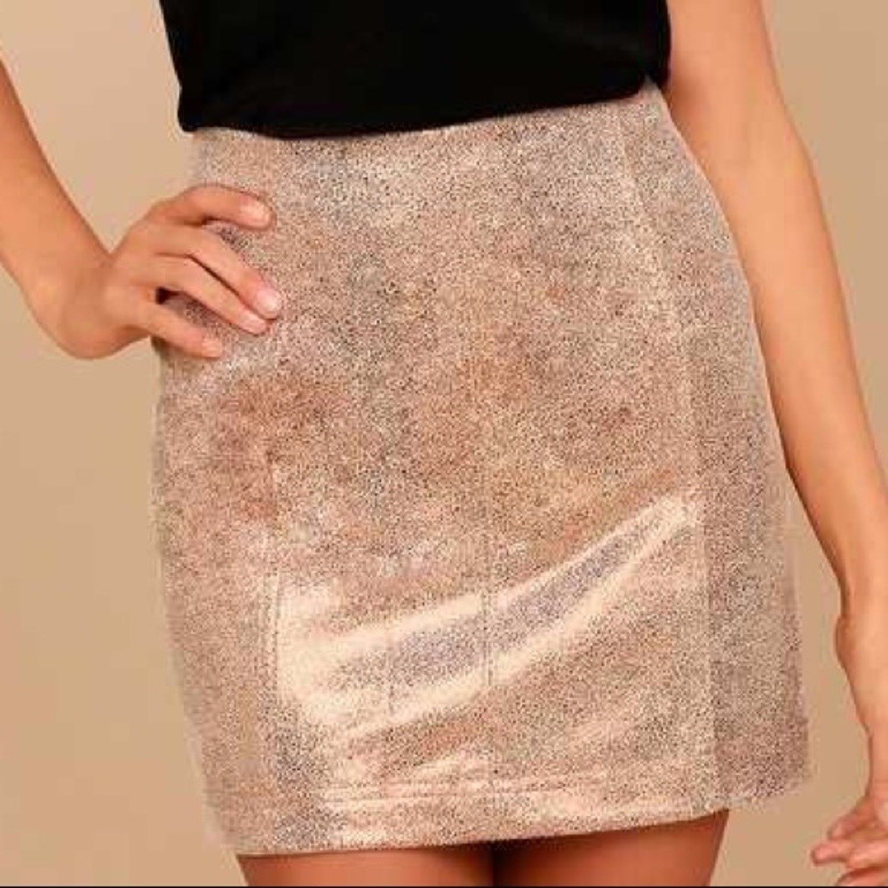 Free People Modern Femme skirt in metallic gold 4